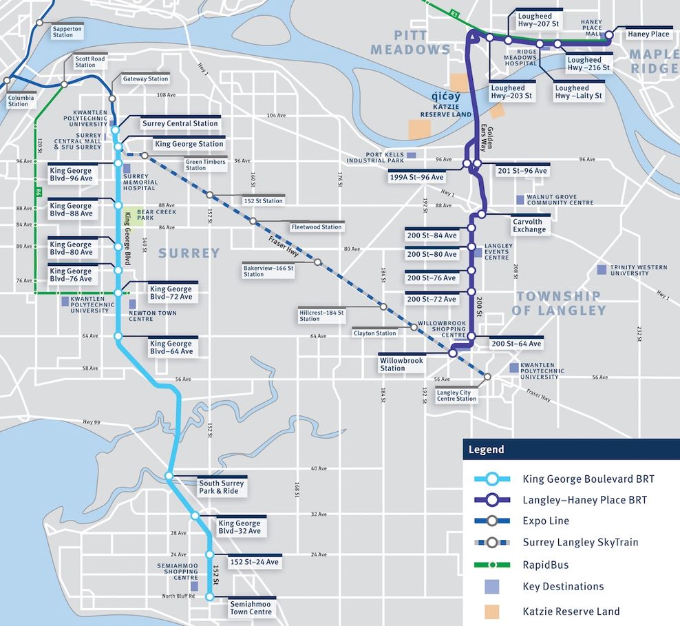 king george boulevard brt langley haney place brt